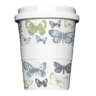 Porzellan Coffee to go Butterfly green