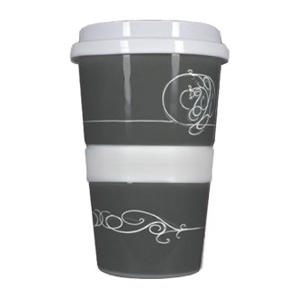 Porzellan Coffee to go Dreambird grey