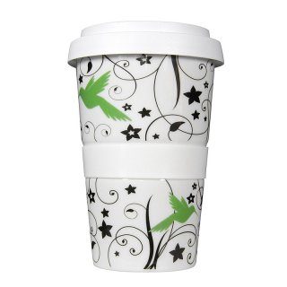 Porzellan Coffee to go Ice Bird grün-schwarz